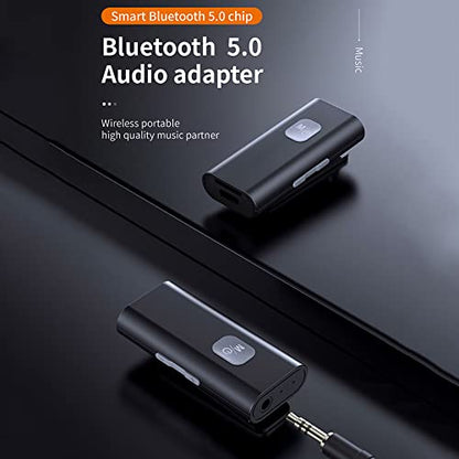 Upgraded Bluetooth 5.0 Music Receiver, 3.5Mm Aux Wireless Audio Adapter with 20H Battery Life Support TF Card Playback for Car Home Stereo Headphones PC TV
