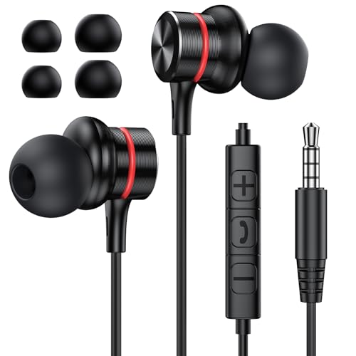 MOSWAG Wired Earbuds with Microphone, 3.5mm in-Ear Headphones 1 Pack | Noise Isolating, Clear Sound, Comfortable Ergonomic Earpieces, For iPhone, Samsung, Computer, Laptop, School Students - size: 1 Pack