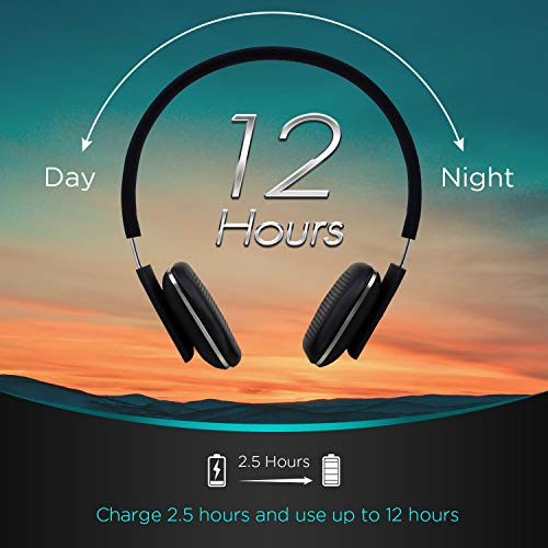August EP636 Wireless Bluetooth On-Ear Headphones, Black - color: Black