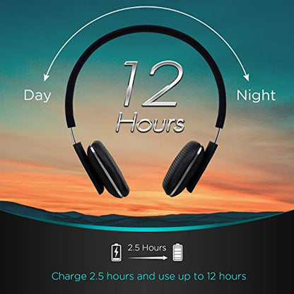 August EP636 Wireless Bluetooth On-Ear Headphones, Black - color: Black