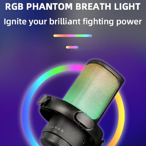 Fabater Gaming USB Microphone, RGB Condenser Mic with Quick Mute, Filter, Shock Mount, Noise Cancelation & Gain Control, PC Cardioid Mic for Streaming, Podcasts, Computer & Laptop