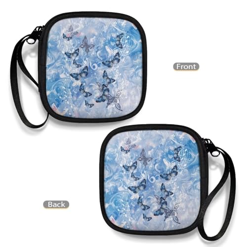 Blue Butterfly Lightweight Headphone Storage Bag, Portable Headset Carrying Pouch Headphone Case Bag Soft Travel Pouch for Ear Headphones - color: Blue Butterfly