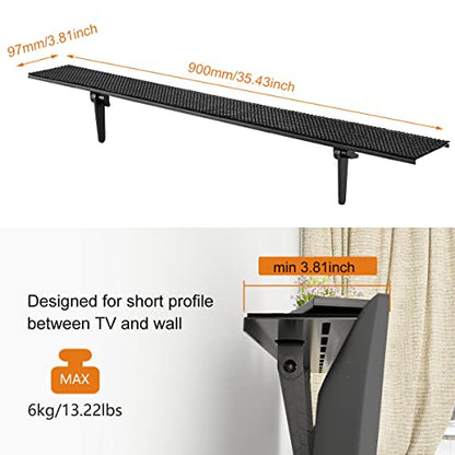 Plus No Drill TV Top Shelf 35.43 inch Wide for Thin Monitor TV Top Mounting Bracket Platform Holds Speaker, AV Receiver, Media Box, Game Console and More (CS106XLMINI) - size: 35 inch MINI