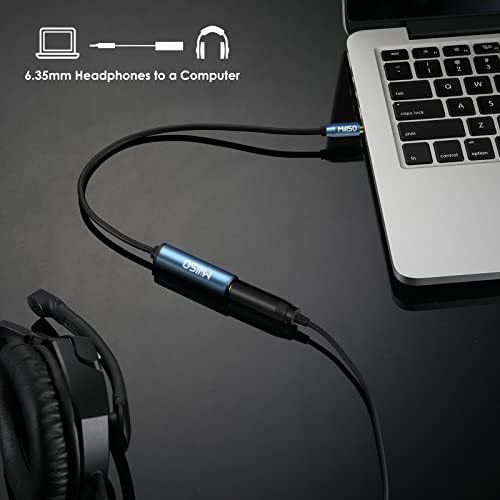 1/4 to 3.5mm Headphone Adapter, TRS 6.35mm Female to 3.5mm Male 1/8 to 1/4 Stereo Audio Adapter for Amplifiers, Guitar, Piano, Home Theater Devices to Phone, Laptop, Headphones - 12inch/30cm - color: Blue, size: 1 FT