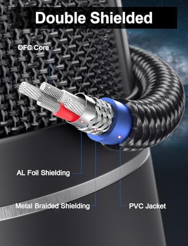 XLR Cable 1.5FT, XLR Microphone Cable Male to Female | Professional Balanced Audio Cable with 99.99% OFC, 24K Gold Plated Connectors for Mic, Mixer, Speaker, Studio Recording - size: 1.5FT