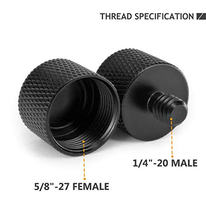 5/8 to 1/4 Adapter, Mic Thread Adapter 5/8" Female to 1/4" Male for Mic Stand, Camera Monitor, Tripod, Microphone Holder 2 Pack - size: 1/4 2pc