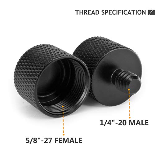 5/8 to 1/4 Adapter, Mic Thread Adapter 5/8" Female to 1/4" Male for Mic Stand, Camera Monitor, Tripod, Microphone Holder 2 Pack - size: 1/4 2pc