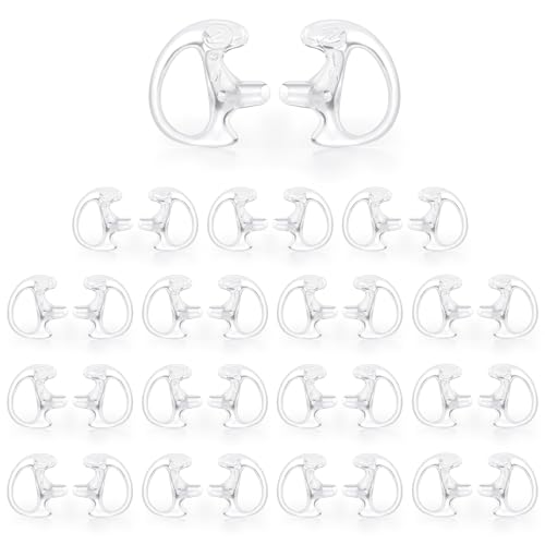 Zeadio 16-Pair Pro-Grade Covert Surveillance Earbud, Replacement Ear Insert, Silicon Earmold Earplug for Two-Way Radio Earpiece Audio Coil Tube, Compatible with Motorola/Kenwood (32pcs) - style: Pair of 16
