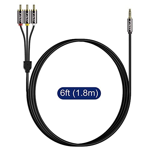 J&D 3.5mm to RCA AV Cable, Gold Plated Copper Shell Heavy Duty 3.5mm 1/8 inch Male TRRS to 3 RCA Male Plug Stereo Audio Video AUX Cable for Tablet, Speaker, Home Theater, 6 Feet - size: 6 Feet