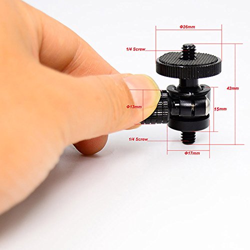 Koolehaoda Mini Ballhead Camera Tripod Ball Head Mount with 1/4" to1/4 Screw Connector | Compact Camera Tripod Ballhead, 360° Swivel, for DSLR Mirrorless Camera Monitor Flash Light, Lightweight Aluminum - size: 1/4 to 1/4 Connector