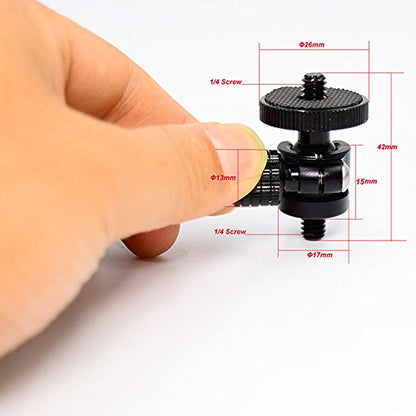 Koolehaoda Mini Ballhead Camera Tripod Ball Head Mount with 1/4" to1/4 Screw Connector | Compact Camera Tripod Ballhead, 360° Swivel, for DSLR Mirrorless Camera Monitor Flash Light, Lightweight Aluminum - size: 1/4 to 1/4 Connector
