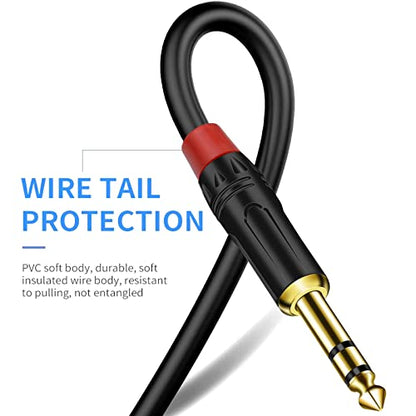 (20FT / 1PACK) 1/4 inch TRS Stereo Y Splitter Insert Cable, Gold Plated Audiowave Series 6.35mm TRS Male to Dual 6.35mm TS Male Mono Breakout Cable, Audio Cord - size: 20 FT