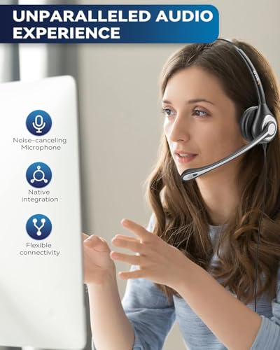 Wantek Office Phone Headset RJ9 with Noise Cancelling Microphone and Quick Disconnect Telephone Headset Compatible with Polycom Aastra Shoretel Avaya Mitel Toshiba Grandstream Can Center Phones