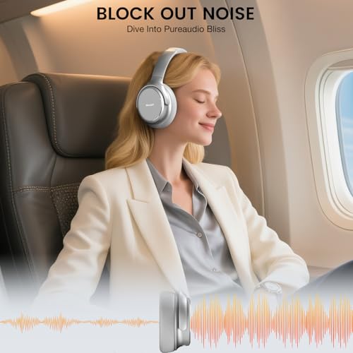 USB C Wired Over-Ear Headphones with Microphone | Volume Control, Share Port, Adjustable Headband Foldable Stereo Headset for Adult/Teens for iPhone 16, Laptop, Gaming, Travel - color: New Silver