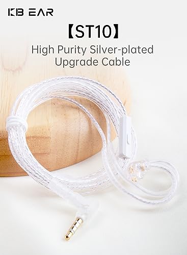 KBEAR High Purity Oxygen-Free Silver Plated 2pin IEM Cable,HiFi Wired Earbuds Detachable Upgrade Cable for KZ ZST ZSR ED12 ES3 ES4 ZS10 BA10 AS06 AS10 ZSTX EDX CCA C10 Earphones (with Mic, B Pin) - color: White, size: 2PIN 3.5MM, with Mic, style: 1.2M Lon