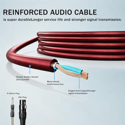 Professional Dynamic Microphone - Handheld Wired Microphone for Singing, for Speakers, Karaoke Machines, amplifiers, Mixers, with 14 Foot XLR to 1/4 inch Audio Cable and Desktop Stand Set