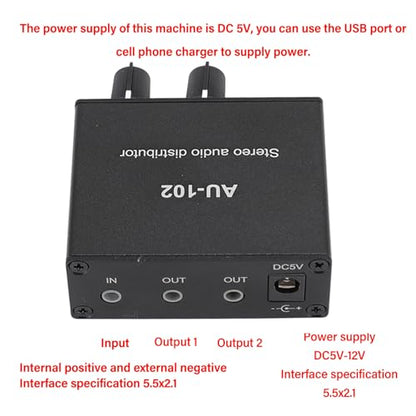 2 Channel Stereo Amplifier, 1 Input 2 Output | Sound Distributor with Volume Control for Home Audio Speaker, Laptop, Smartphone, TV