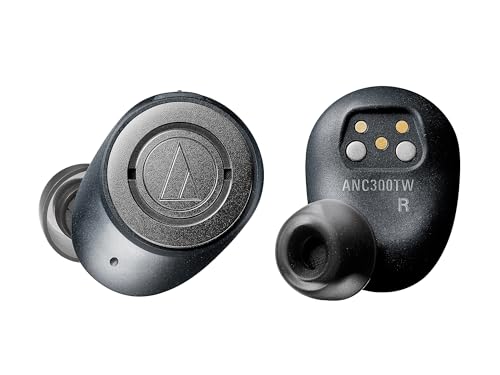 Audio-Technica ATH-ANC300TW QuietPoint Wireless Active Noise-Cancelling in-Ear Headphones, Black