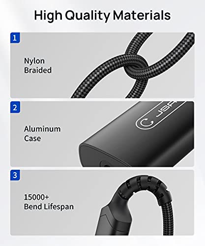 JSAUX USB C to 3.5mm Headphone Charger Adapter, 2-in-1 PD 60W AUX PC-Black | USB C to 3.5mm Headphone and Charger Adapter, 2 in 1 AUX Mic Jack, PD 60W Fast Charging, for iPhone 15 Pro Max Galaxy S24 PC - color: Black
