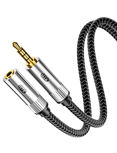 EMK TRRS 3.5mm Aux Extension Cable, 4 Pole Gold Plated Stereo Audio Cable for Headphones, Laptop, Speaker (6 Feet/2M) - size: 6 Feet, style: 3.5mm TRRS Aux Extension Cable