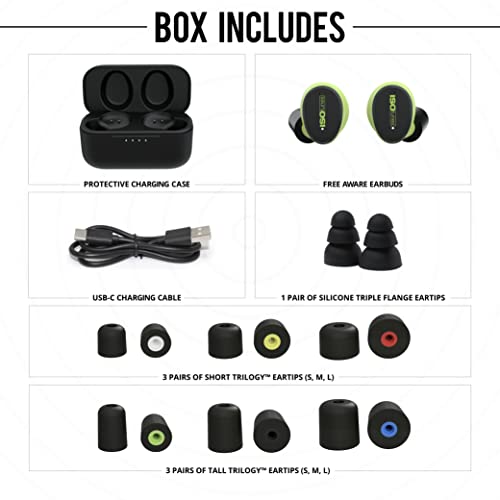 ISOtunes Free Aware Bluetooth Hearing Protection, OSHA Compliant Earbuds | True wireless earbuds, Audio Passthrough Technology, level-dependent listening, compact in-ear design