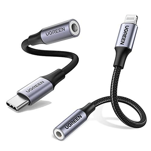 UGREEN Lightning to 3.5mm Adapter for iPhone and USB C to 3.5mm Audio Adapter Bundle