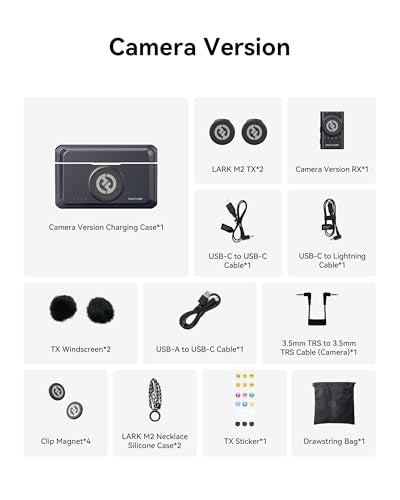 Hollyland Lark M2 Wireless Lavalier Microphone for Camera/PC/Laptop/Phones, 48KHz 24Bit, 1000ft Range, Noise Cancel, 40H Battery for Video Recording (Camera Version) - size: Camera Version
