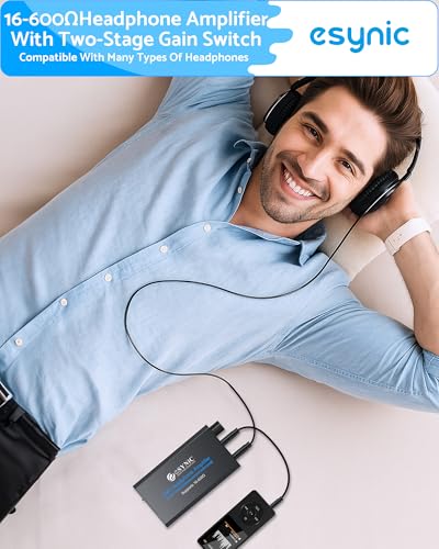 eSynic Rechargeable 16-600Ω Headphone Amplifier Portable with Gain Switch - size: Portable