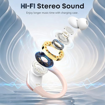 HAOYUYAN Sports Bluetooth Headphones, 80Hrs Playtime Wireless Earbuds with LED Power Display, IPX7 Waterproof Earphones for Workout/Running, Noise Canceling Headset Ear Buds - color: Rose Gold