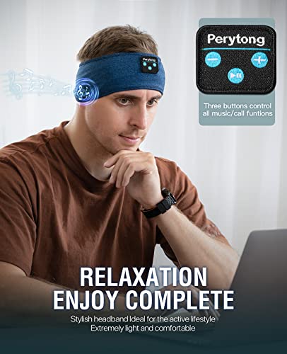 Perytong Sleep Headphones Wireless, Bluetooth Sports Headband Headphones with Ultra-Thin HD Stereo Speakers Perfect for Sleeping,Workout,Jogging,Yoga,Insomnia, Air Travel, Meditation (Deep Teal) - color: Deep Teal