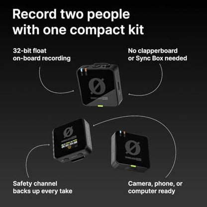 RØDE Wireless PRO Compact Wireless Microphone System with Timecode, 32-bit Float On-board Recording, 2 Lavalier Microphones and Smart Charge Case for Filmmaking and Content Creation | 32-bit Float On-board Recording, 2 Lavalier Microphones and Smart Charg