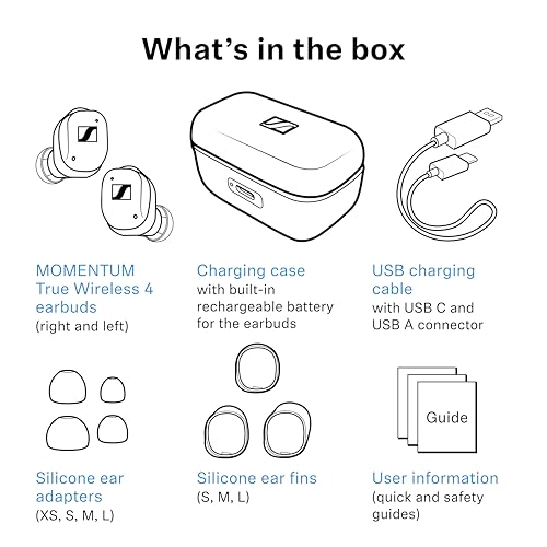 Sennheiser MOMENTUM True Wireless 4 Smart Earbuds, Bluetooth 5.4, Crystal-Clear Sound, Noise Cancelling Earbuds, Comfortable Design, 30-Hour Battery, Adaptive ANC, LE Audio, Auracast – White - color: White
