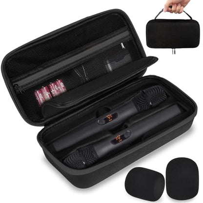 Wireless Microphone Case Compatible with JBL Wireless Two Microphone System, Handheld Dual Mic Travel Bag for Party Box, Singing, Karaoke for JBL mic, Receiver, Adapter, AA Batteries -Black (Box Only) - color: Black