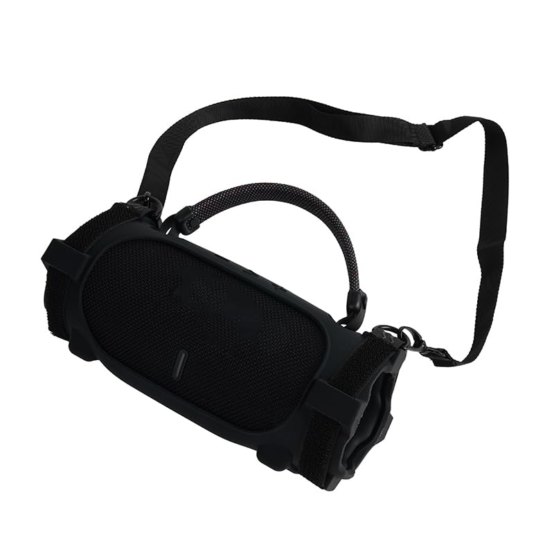 Silicone Case Cover for JBL Charge 6 Portable Bluetooth Speaker, Soft Protective Sleeve Travel Carrying Protective Cover Speaker Silicone Case with Shoulder Strap and Bike Strap (Black) - color: Black