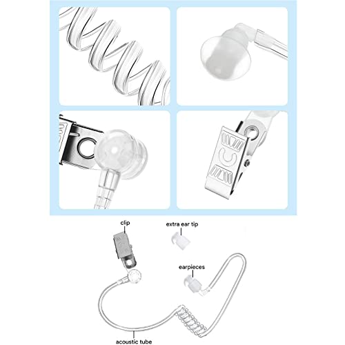 10-Pack Replacement Acoustic Coil Tube with Clip for Baofeng Retevis Midland Kenwood Motorola 2 Way Radio Audio Walkie talkies Headsets Secret Spy Game Earpiece - color: Acoustic Coil Tube-Clip