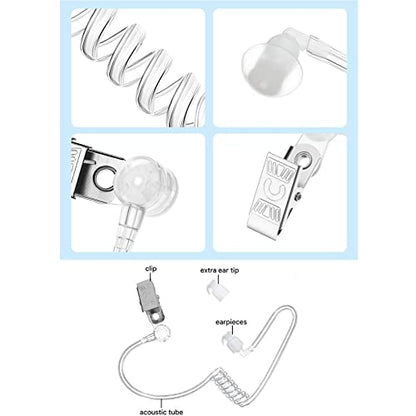 10-Pack Replacement Acoustic Coil Tube with Clip for Baofeng Retevis Midland Kenwood Motorola 2 Way Radio Audio Walkie talkies Headsets Secret Spy Game Earpiece - color: Acoustic Coil Tube-Clip