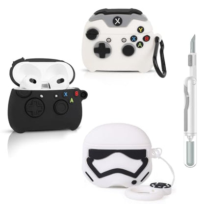 (3Pack+Cleaner Pen) Suublg Case for AirPods 3rd Generation Earbuds with Cleaning Pen Kits, Silicone Cover Protective Shockproof with Cartoon Styles of Design for AirPods 3 (GP+GP+WS) - color: GP+GP+WS