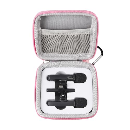 Mini Mic Case Wireless Lavalier Microphone Case for Wireless lavalier Microphones Mini Tiny Mic Lapel Clip Microphones (Pink)