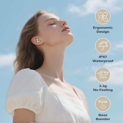 Sleep Earbuds, Mini ANC Wireless Earbuds Bluetooth 5.4 Headphones Deep Bass Stereo, 48H Playtime Ear Buds, 4 ENC Noise Cancelling Mic, IP7 In Ear Earphones for Side Sleepers,Touch Control, Velvet Gold
