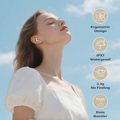 Sleep Earbuds, Mini ANC Wireless Earbuds Bluetooth 5.4 Headphones Deep Bass Stereo, 48H Playtime Ear Buds, 4 ENC Noise Cancelling Mic, IP7 In Ear Earphones for Side Sleepers,Touch Control, Velvet Gold