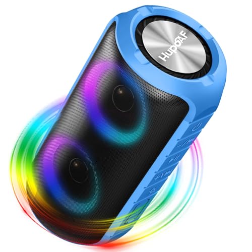 Hupoaf Bluetooth Speaker, 2026 New Portable Wireless Speaker with 6D Loud Sound, IPX7 Waterproof, HD Call, RGB Lights, 12H Playtime for Home/Party/Outdoor/Beach, Electronic Gadgets, Birthday Gift - color: Blue
