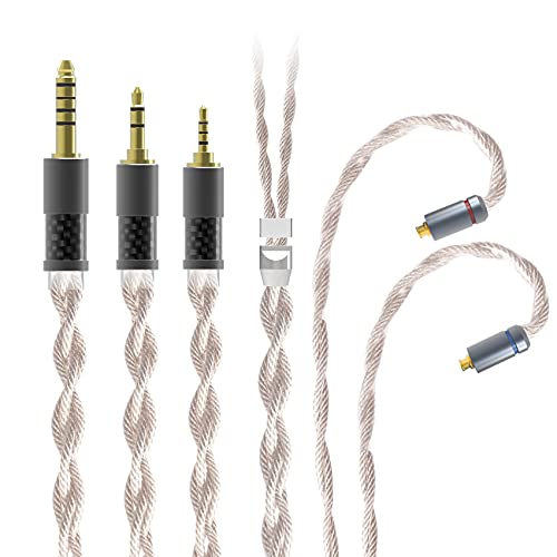 KBEAR Earphone Cable, 4 Cores 4N Single Crystal Copper Silver-Plated Woven Litz Structure in Ear Monitor Cable, Improve Comfortable and Smooth Wearing Replacement Cable(MMCX, 2.5mm)