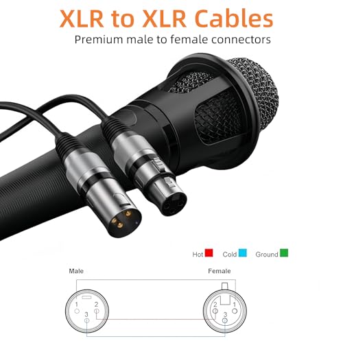 XLR Cables, XLR Male to Female Microphone Cables 10 Feet 6 Pack - size: 10 Feet-6 Pack