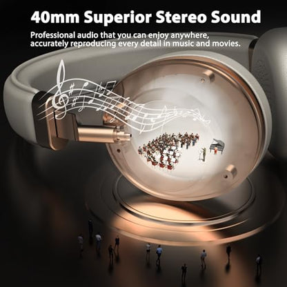 Wireless Headset with Mic for Work, Bluetooth Headset with Noise Cancelling Microphone, On Ear Wireless Headphones with USB Dongle & Mute Function for Work from Home Computer Office Teams Call Center