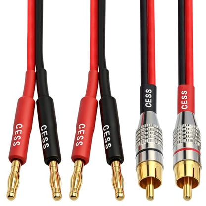 CNCESS RCA to Banana Plug Silicone Wire Speaker Cable (14AWG, 1 Foot) - size: 14AWG 1 Foot