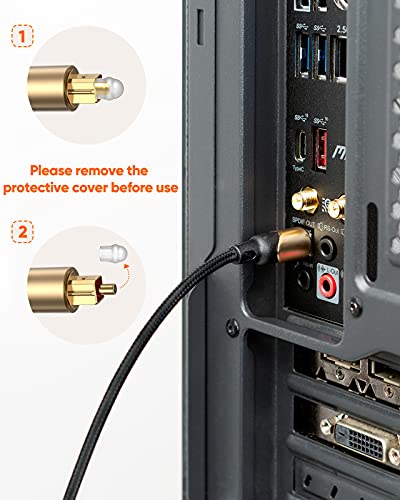 CableCreation 3FT Optical Audio Cable, Toslink Male to Male, Black & Gold, 24K Gold Plated Connectors, Compatible with Sound Bar, TV, PS4, Xbox, VD/CD Player, Blu-ray Player, Game Console - color: Black & Gold, size: 3Feet
