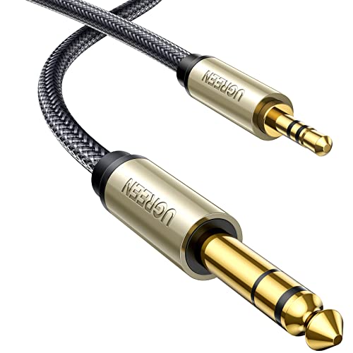 UGREEN 3.5mm to 1/4 Cable 1/8 TRS to 6.35mm Audio Male Guitar Cord 16FT | 1/4 to Aux Stereo Cable with Zinc Alloy Housing, Braid, for Guitar, Laptop, PC, Home Theater Devices, Speaker, Amplifiers - size: 16FT