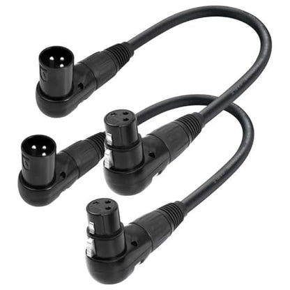 Right Angle XLR Male to Female Cable 1FT, 2Pack, Black, 90 Degree Male to Female Microphone Cable Cord, 3Pin XLR Adapter for Sound Devices Mixer Recorder - size: 1FT, style: R/A Male to FM