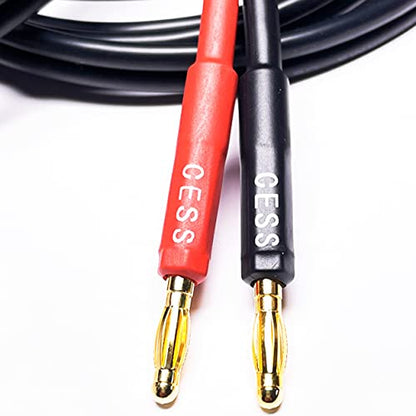 CNCESS CESS-037-6f Banana Plug Male to Male Speaker Cable 12 Gauge 680 Strand Count Silicone Soft Wire, 2 Cables (6 FEET) - size: 6 FEET