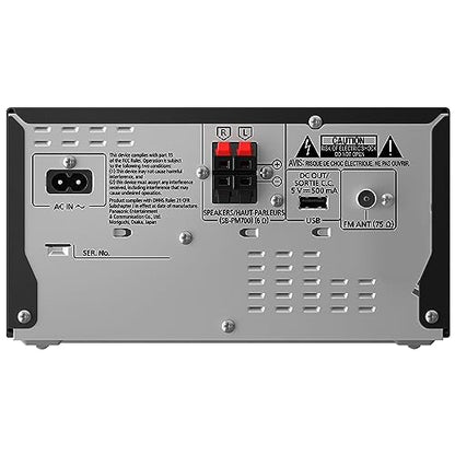 Panasonic Compact Stereo System with CD Player, Bluetooth, FM Radio and USB with Bass and Treble Control, 80W Stereo System for Home with Remote Control - SC-PM700PP-K (Black) - style: 80W Stereo System